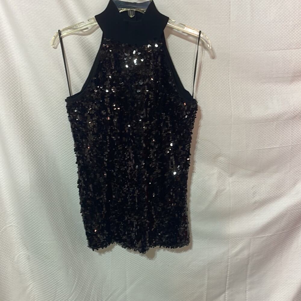 INC M sleeveless beaded turtleneck rayon nylon blend nwot perfect